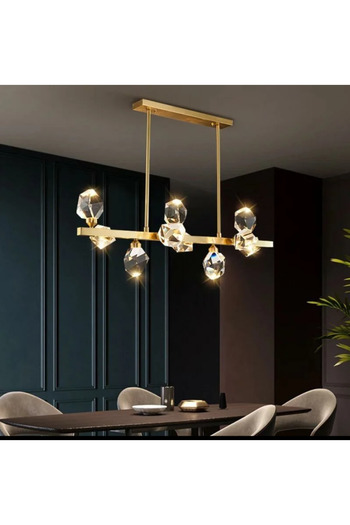 LUXXO Candelabru LED Crystal XXL, 50W, tricolor, corp din aluminiu, abajur din cristal, 95x30x60cm