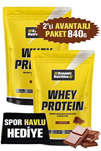 Dynamic Nutrition Whey Protein Powder - Gift - 840 g (420 g X 2 Pieces) - Chocolate Flavored - 28 Servings