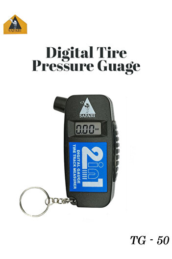 Safari TG-50 Digital Tire Pressure Gauge – 2-in-1 LCD Tool with Keychain for Tire Pressure & Tread