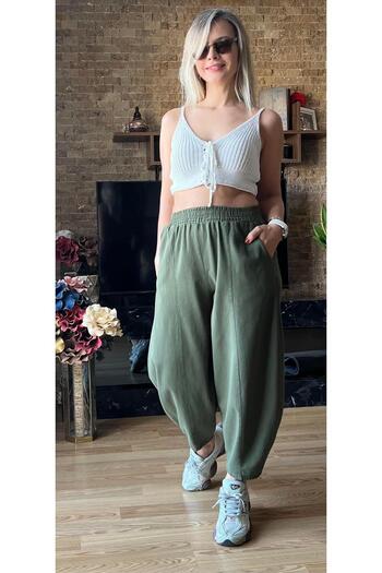 Cardella Women's 100% Cotton Gabardine Pocket Baggy Trousers