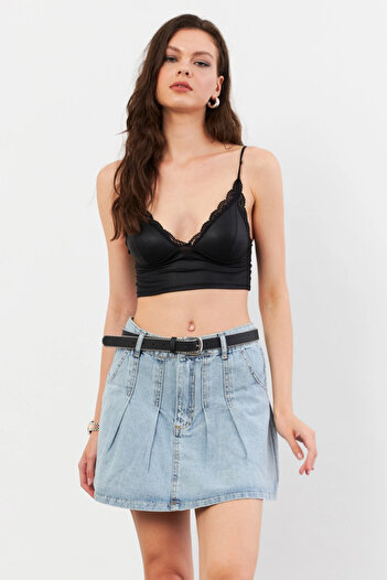 Cool & Sexy Fusta mini din denim albastru pentru femei TUR1000