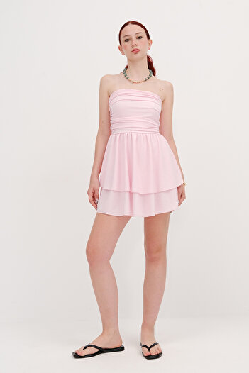 Addax Strapless Gathered Mini Dress E16704-T11