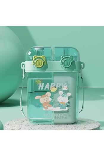 Tradeo Kids Water Bottle with Straw, Cute Leak-Proof Dual Drink Cup, BPA-Free, Large Capacity for School