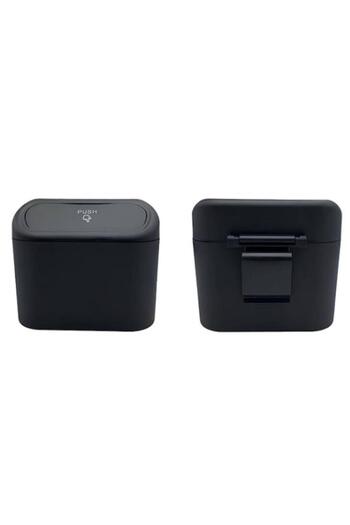 Alsamkapsam Auto Accessory Car Trash Can Portable In-Car Portable Lid Organizer Dustbin Black
