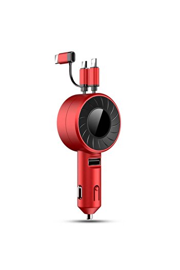 Timebox Super Fast Charge Car Charger, , 3 in 1, Retractable Cable USB-C, Micro-USB, Lightning, USB plug, Un