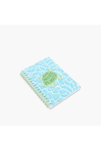 Lifestyle Turtle Slogan Print A5 Ruled Spiral Notebook