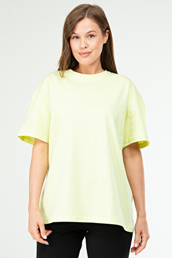 speedlife Light Green Oversize Basic 100% Cotton Crew Neck Short Sleeve Women's T-Shirt Sf0756