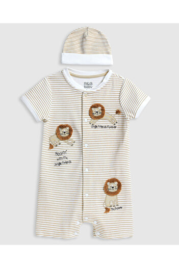 R&B Embroidered Rompers and Cap Set