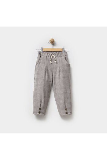 Overdo Unisex Plaid Pleated Baby Pants with Elastic Waist