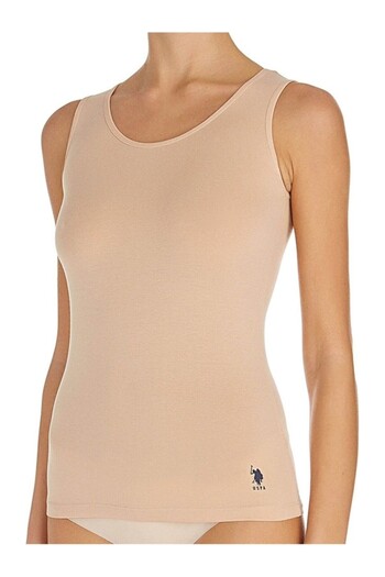 U.S. Polo Assn. Licensed 47% Cotton - 47% Modal Women's Thick Strap Undershirt 2 Pieces / Skin