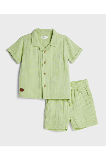 R&B Textured Shirt and Shorts Set