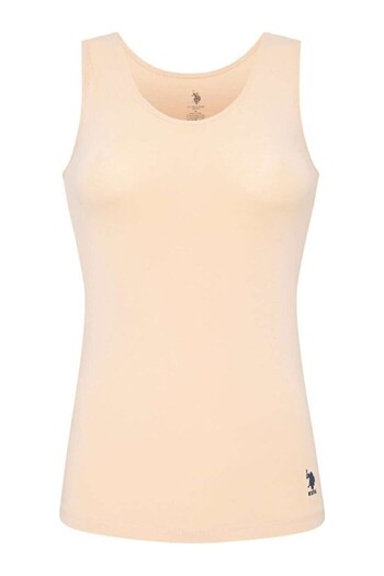 U.S. Polo Assn. Licensed 47% Cotton - 47% Modal Women's Thick Strap Undershirt 2 Pieces / Skin