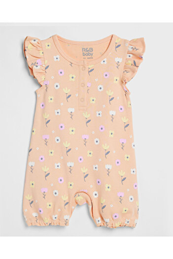R&B 3 Pack Printed Rompers with Ruffle Sleeves