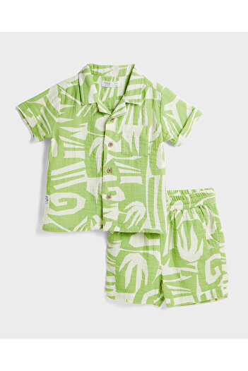 R&B Patterned Shirt and Shorts Set