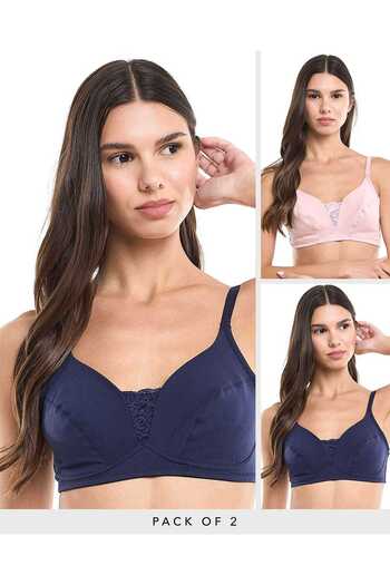 R&B 2 Pack Lace Trim Non-Padded Bras