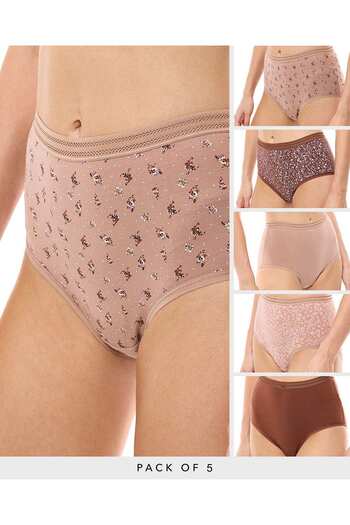 R&B Brown WoMen's's 5 Pack Full Briefs