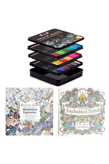 A&M AG Set of Colored Pencils for Drawing, 72 Colors and 2 Coloring Books, Metal Box