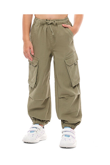 R&B Solid Cargo Jogger Jeans with Drawstring Waist