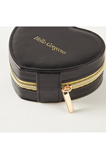 Syloon Heart-Shaped 3-Compartment Jewellery Organizer with Zip Closure - 12x11x5 cms