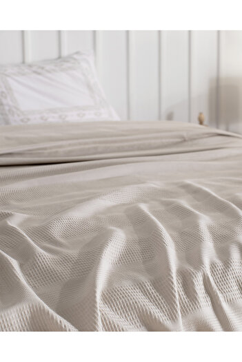 Madame Coco Mathilda Single 100% Cotton Karde Plain Pique Set - Beige