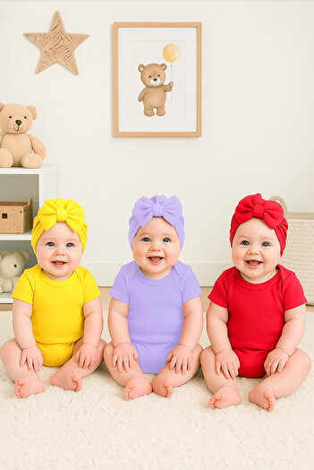 Sitilin Baby Double Layer Bowknot Bonnet 100% Cotton, Newborn and 0–12 Months Compatible Skin Friendly Stl7077