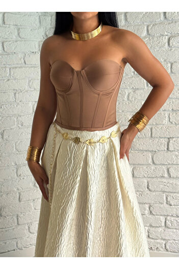 moneta boutique Γυναικείο σατέν κορσέ με κορδόνια στην πλάτη