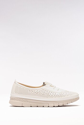 Raynok Women's 4 Point Orthopedic Anti-Sweat Anti-Slip Walking Anatomical Sole Shoes Beige