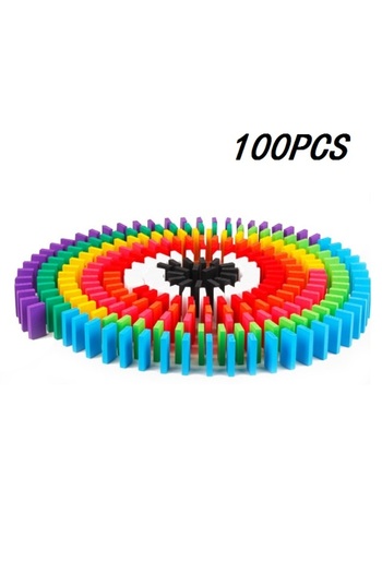Choice 100PCS New Kids 100pcs Children Color Sort Rainbow Wood Domino Blocks Kits Early Bright Dominoes Gam