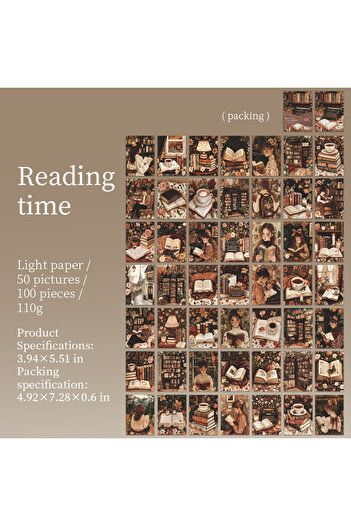 Choice F6 100 sheets of vintage materials，diary，photo album，background paper， DIY decoration，colored paper,
