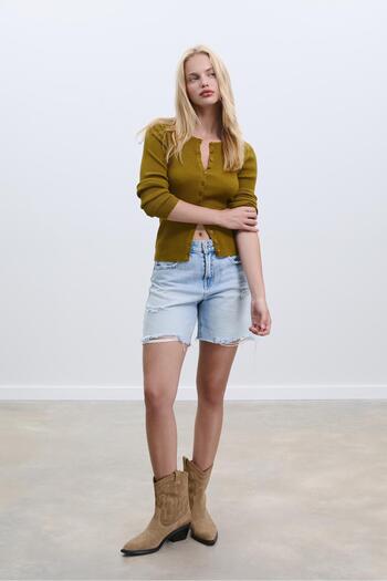 Stradivarius Ribbed knit cardigan with buttons