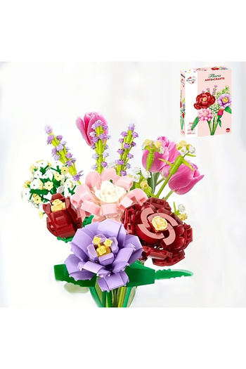 Choice floral Rose Flower Building Blocks 3D Model Bouquet Brick Gift Home Decoration Children Birthday Toy