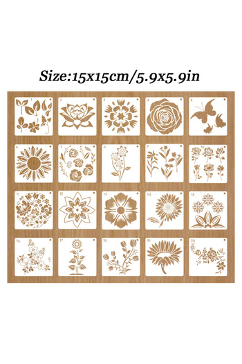 Choice 20 Flower templates Flower Stencils for Painting, 20PCS Plastic Small Stencils for Crafts Reusable,