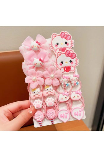Choice E Kawaii 18 pcs/set kawaii Kuromi stretch bow headband kids double ponytail belt hair accessories s.