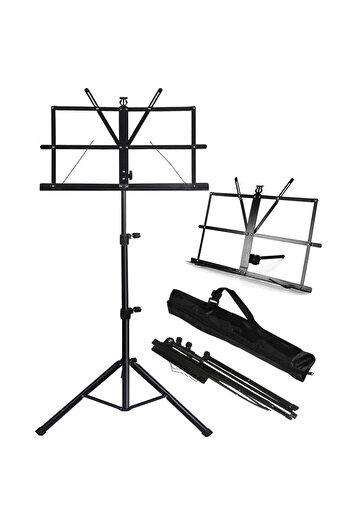 Choice black Portable and Adjustable Stable Music Stand with Carrying Bag - Collapsible and Folding Metal M