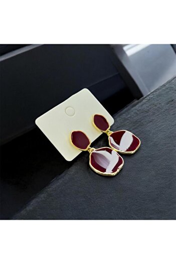 Candy Nuveria Burgundy Enamel Dangle Earrings