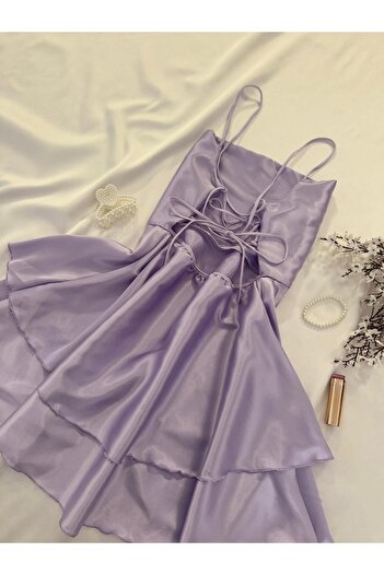 MH Moony Homewears Alado Lilac Back Drawstring Satin Nightgown