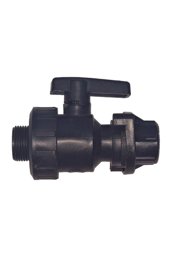 flores Plastic ball valve, for drip pipe, black, No. 5402, FI+FE, 1" x 3/4"