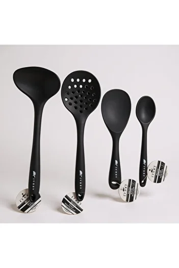 EMPA A V M Ivory Fireproof Non-Stick Ladle Colander Rice Spoon Food Spoon Set of 4