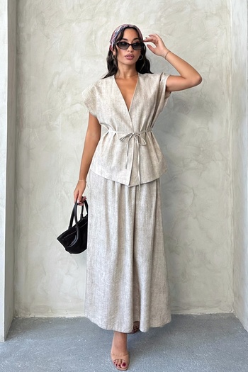 MD trend Women's Tie-Up Vest Skirt Double Set