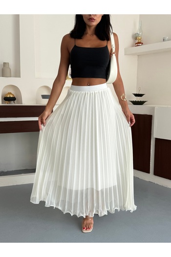 BILDEŞA White Donette Pleated Skirt