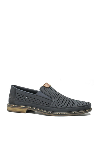 Rieker Men's casual shoes navy blue made of leather with perforations