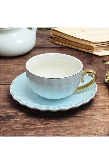 JOVY Porcelain cup and saucer set, LONDON, 200 ml blue