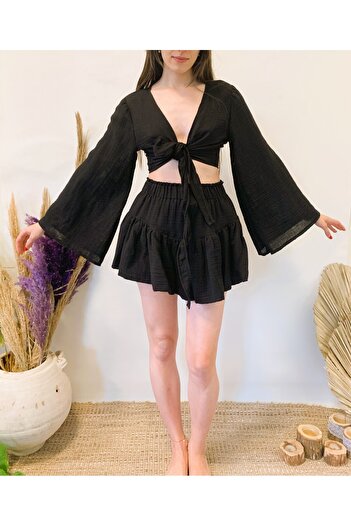 ARİNNASİDE Muslin Mini Layered Skirt-Top Set