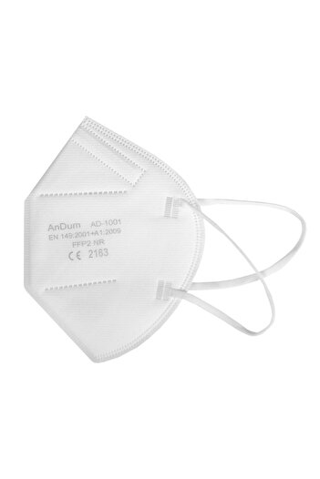 THK Set of 5 FFP2 White Masks, model AD-1001, 5 layers, individually wrapped
