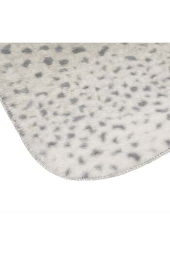 Davida Dreams Hallway rug, gray with beige polka dots, faux fur, 150 x 50 cm