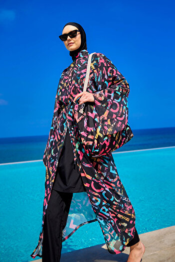 Riva Mera Tropical Patterned Beach Pareo Kimono – Rp2507