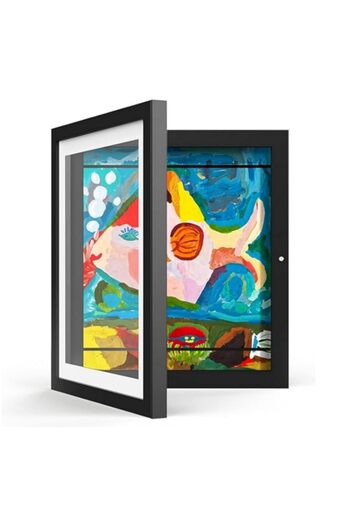 Generic SKEIDO A4 Wooden Kids Art Frame Magnetic Changeable Children Drawing Display Frames for Walls DIY P