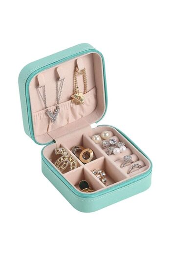 Generic YouBella Jewellery Organiser PU Leather Zipper Portable Storage Box Case with Dividers Container fo