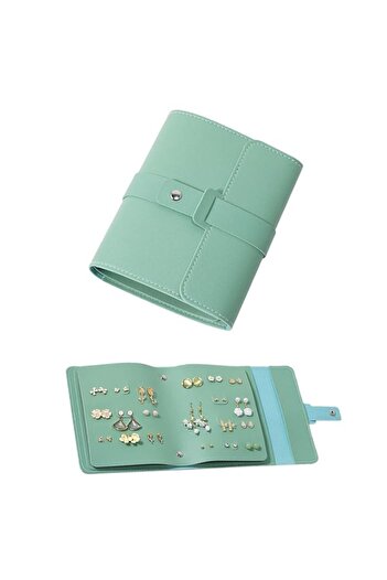 Generic Azonee Earring Storage Box, Portable PU Leather Organizer with Foldable Book Design, Travel-Friendl