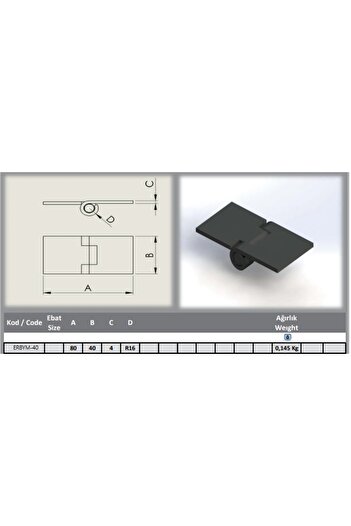 Erbek 5cm (50mm) No Hole Leaf Hinge Iron Black
